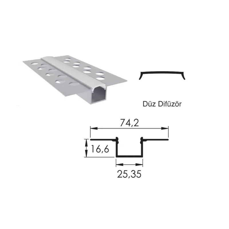 Alüminyüm Sıva Altı Led Trimless Boş Kasa Profil 26 mm