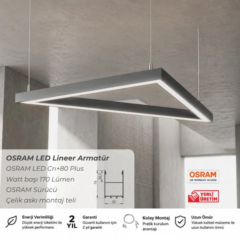 OSRAM LED Üçgen Lineer Sarkıt Armatür