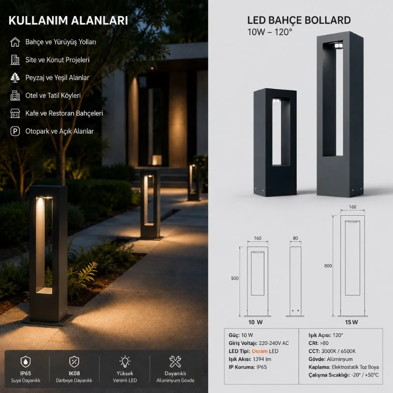VISION MİNİ BOLLARD AYDINLATMA 10W/15W 1394 Lümen