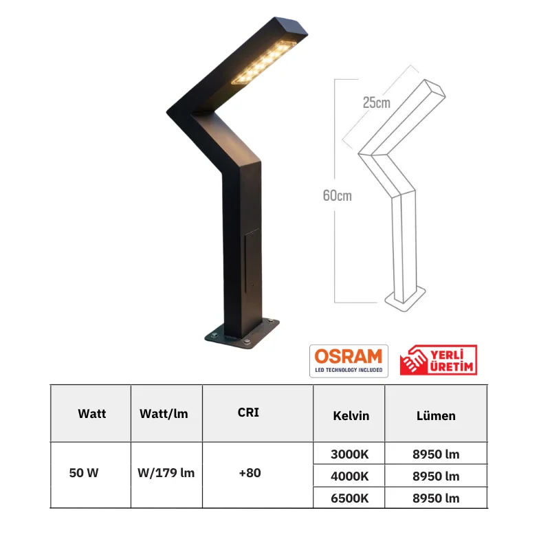 50W Osram LED Bahçe Bollard Aydınlatma