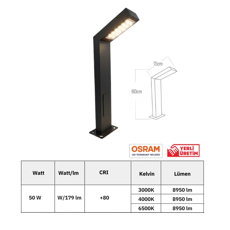 50W Osram LED Bahçe Bollard Aydınlatma