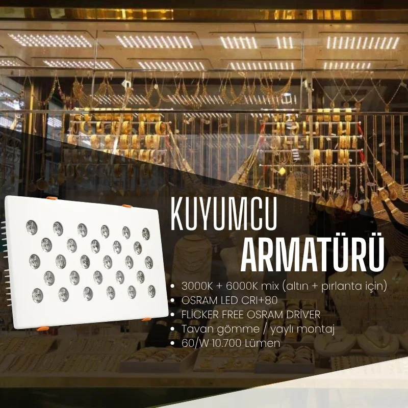 Özel Zikzak Kuyumcu Armatürü 3000K + 6500K 60W10.700 lm