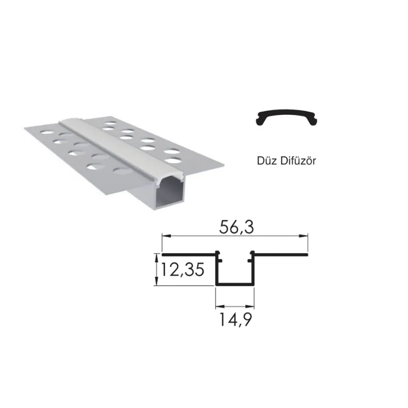 Alüminyüm Sıva Altı Led Trimless Boş Kasa Profil 15 mm